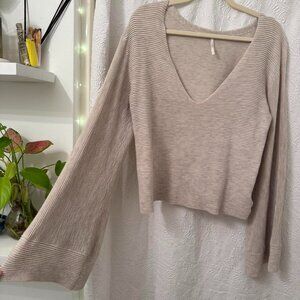 Free People Women's Tan and Cream Jumper